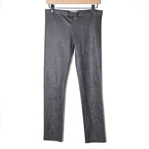 Absolu dark gray bow suede leather legging pants size 8 B170